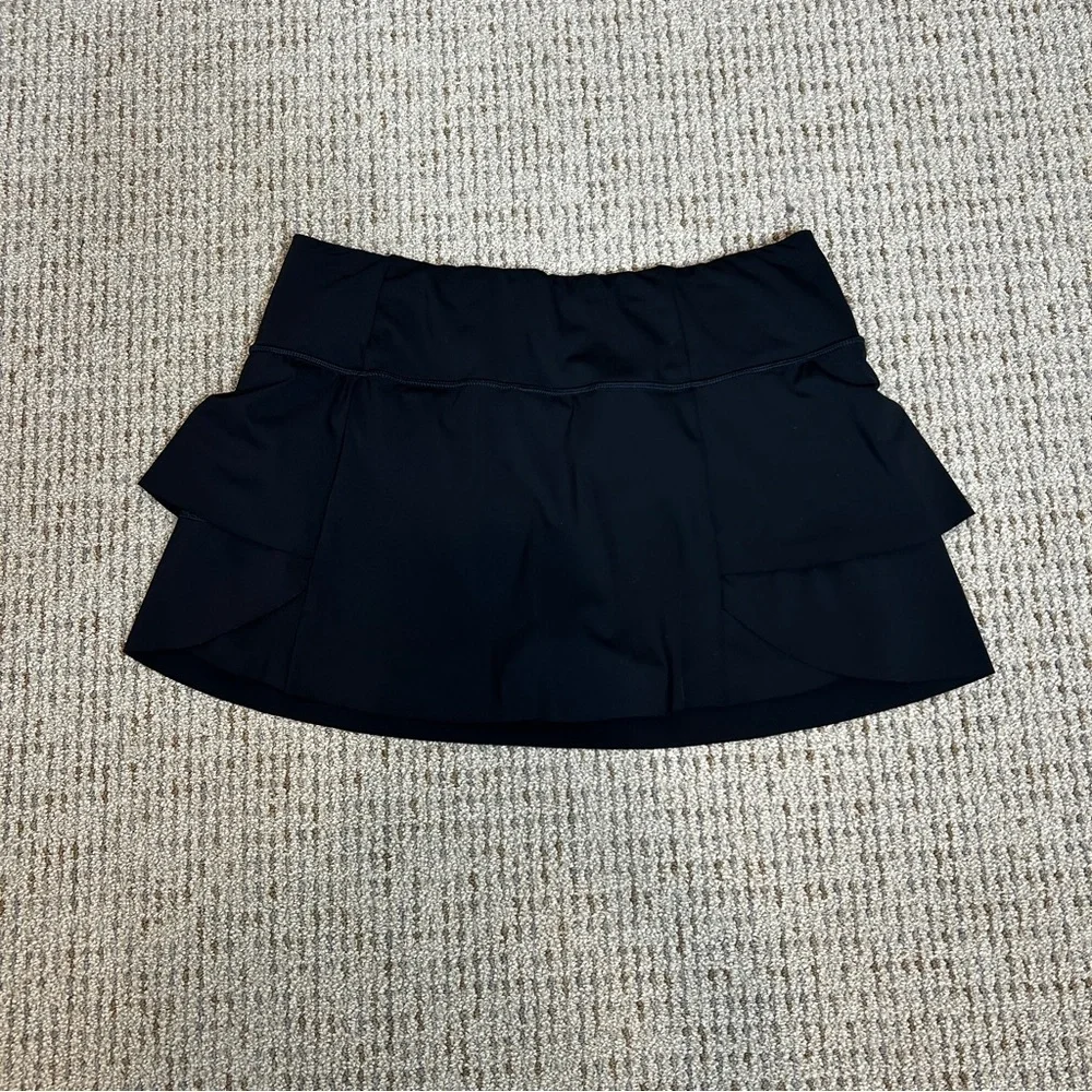 Athleta Momentum Ruffle Skort Skirt Black Size Large - Picture 3 of 9